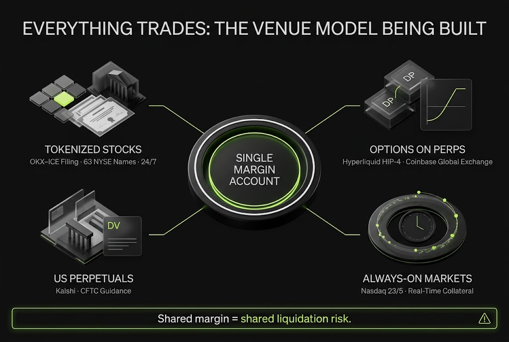 Trading infrastructure trends at TOKEN2049 Singapore 2026: tokenized stocks, perpetuals options and 24/7 markets sharing margin.